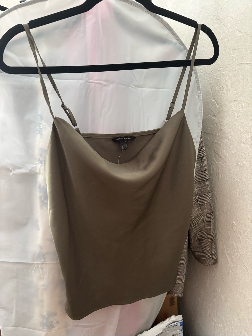 Banana Republic Satin Cowl Neck Camisole in Olive